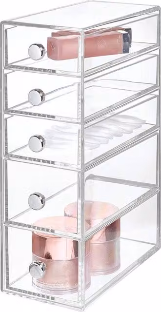 Organizzatore per cosmetici e trucco in acrilico trasparente, contenitore per rossetti e accessori L: 25,4 cm, P: 17,78 cm, H: 8,89 cm
