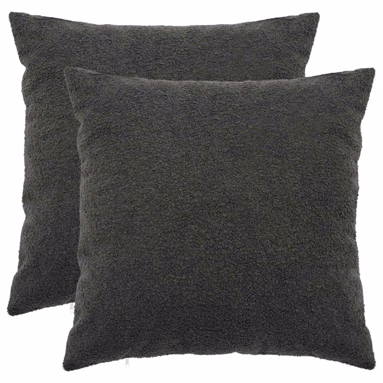 Set di 2 federe vidaXL HEERLEN grigie in tessuto bouclé, L 65 cm x L 65 cm