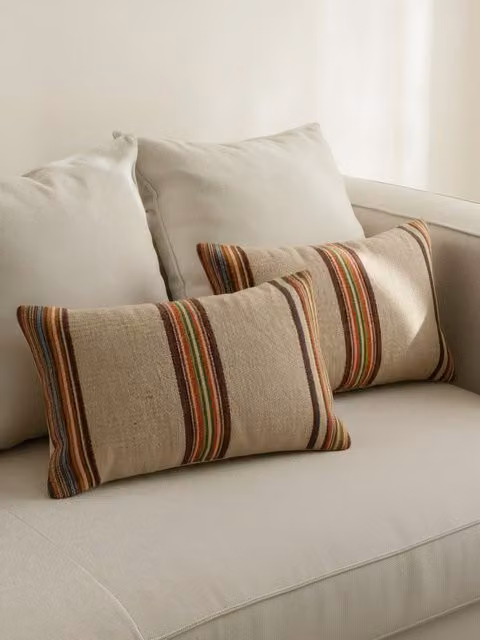 Set di 2 cuscini Mara Kenay Home beige multicolore a righe forma rettangolare 40 x 40 cm