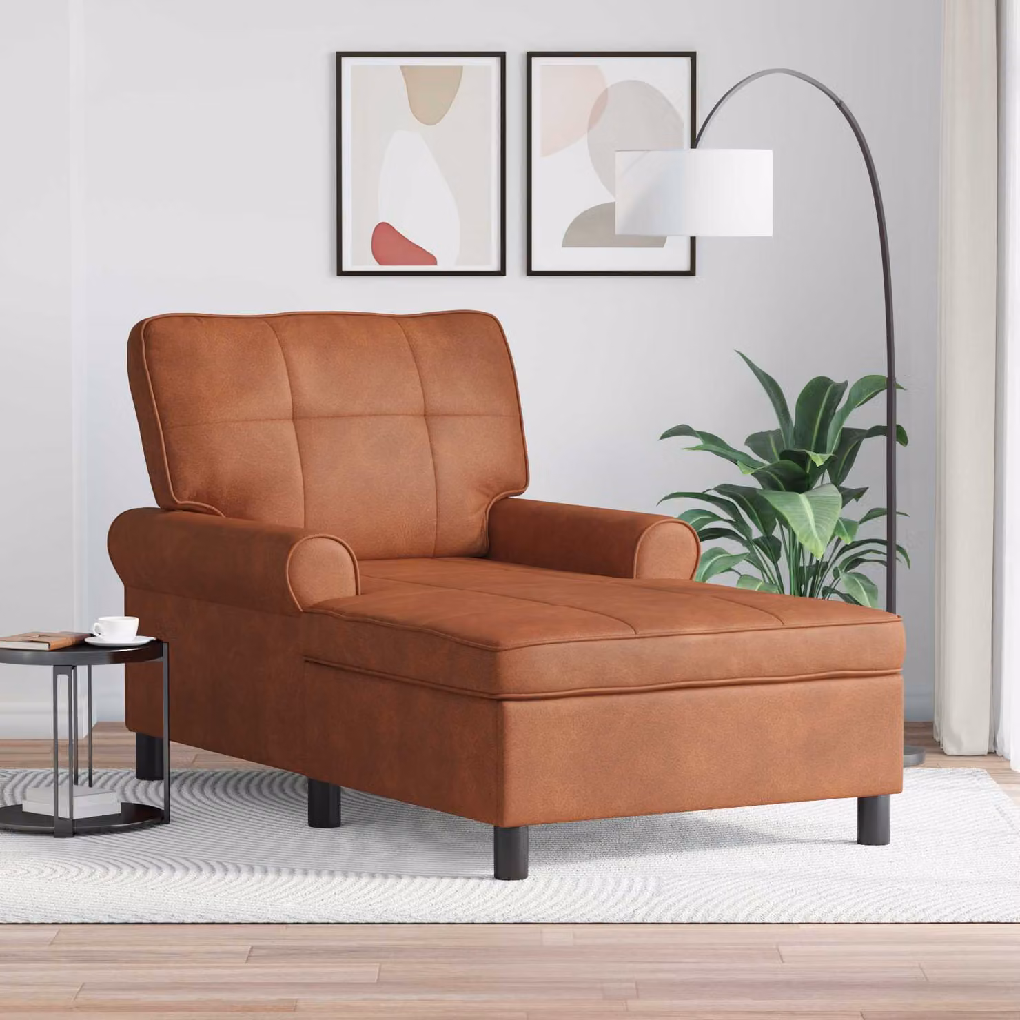 vidaXL Chaise Lounge Moderna in Pelle Sintetica Marrone con Rivestimenti Rimovibili L: 157 cm, P: 91 cm, H: 91 cm – 1