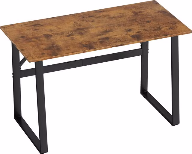 Scrivania in stile industriale HOMCOM per camera o ufficio in legno e metallo con angoli arrotondati, L: 120 cm, P: 60 cm, H: 76 cm, Nero e Marrone