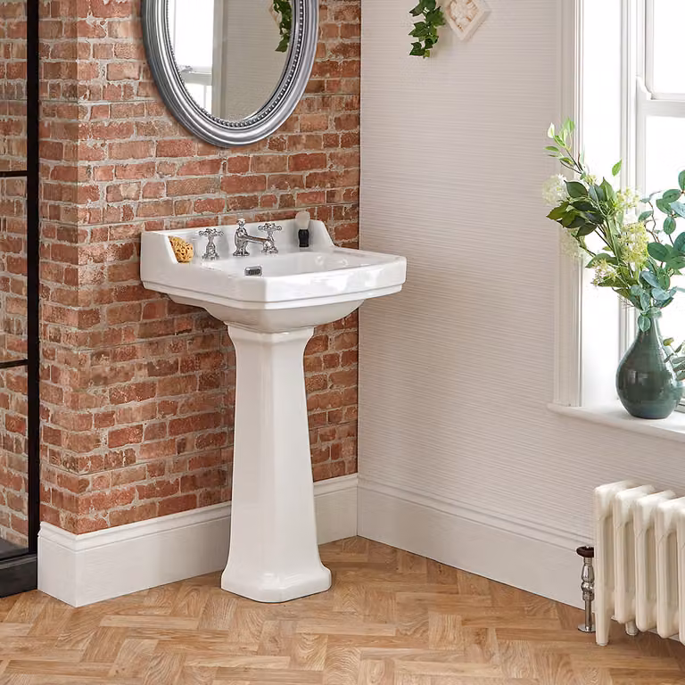 Lavabo con Colonna 560x450mm 3 Fori Tradizionale Richmond Hudson Reed
