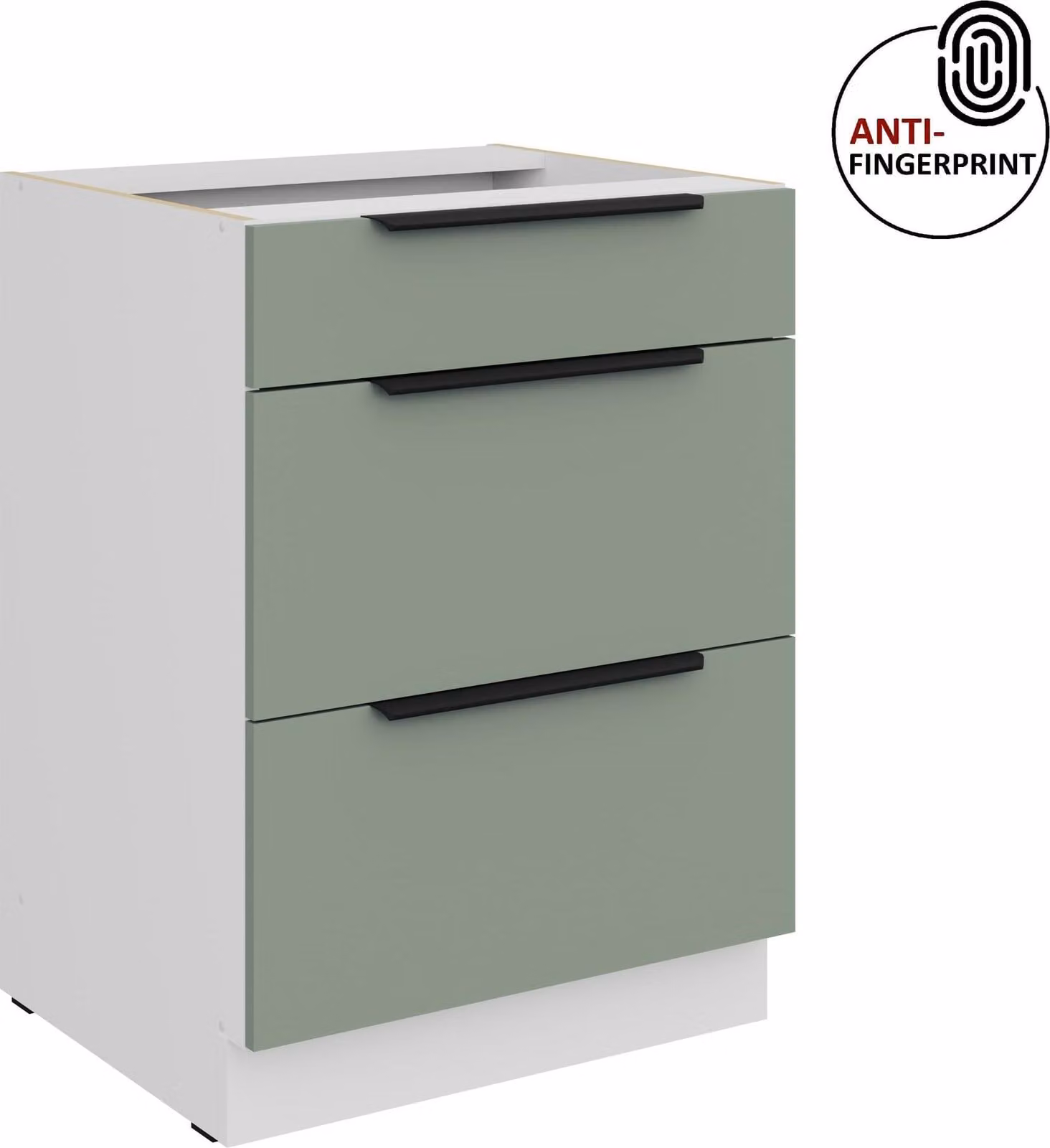 Mobile base da cucina da 60 cm, cucina ARIA in acquamarina ultra opaca + bianco opaco, frontali di alta qualità con rivestimento anti-impronta, mobile da cucina con chiusura ammortizzata