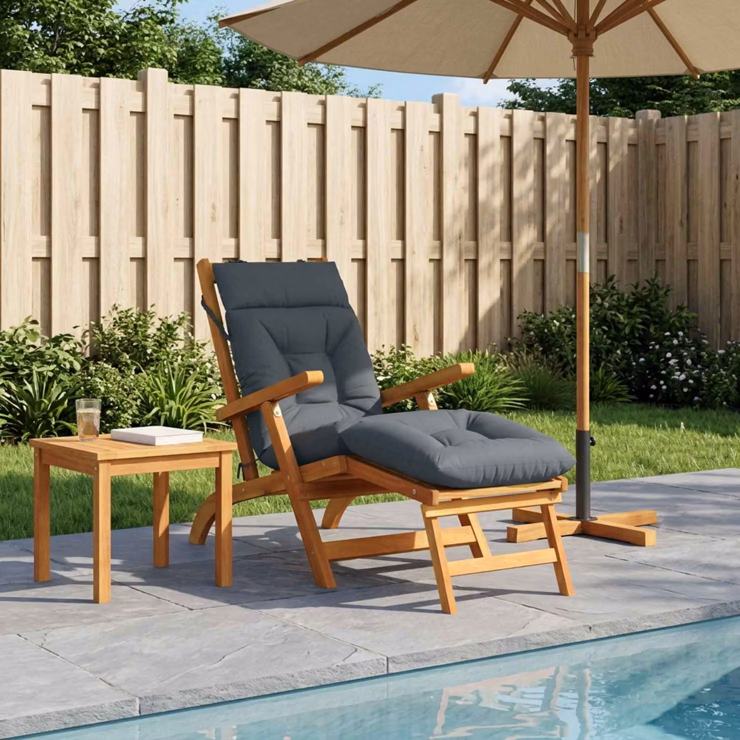vidaXL Cuscino per Lettino VIANEN in Poliestere Blu L: 200 cm, P: 60 cm, H: 8 cm