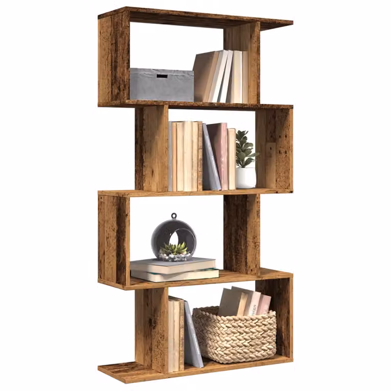 Libreria vidaXL con 4 Ripiani in MDF Stile Rustico Marrone L 70 cm, P 24 cm, H 129 cm