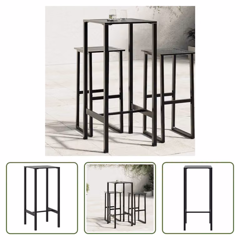 The Living Store Tavolo da bar nero 50x50x110 cm Acciaio verniciato a polvere