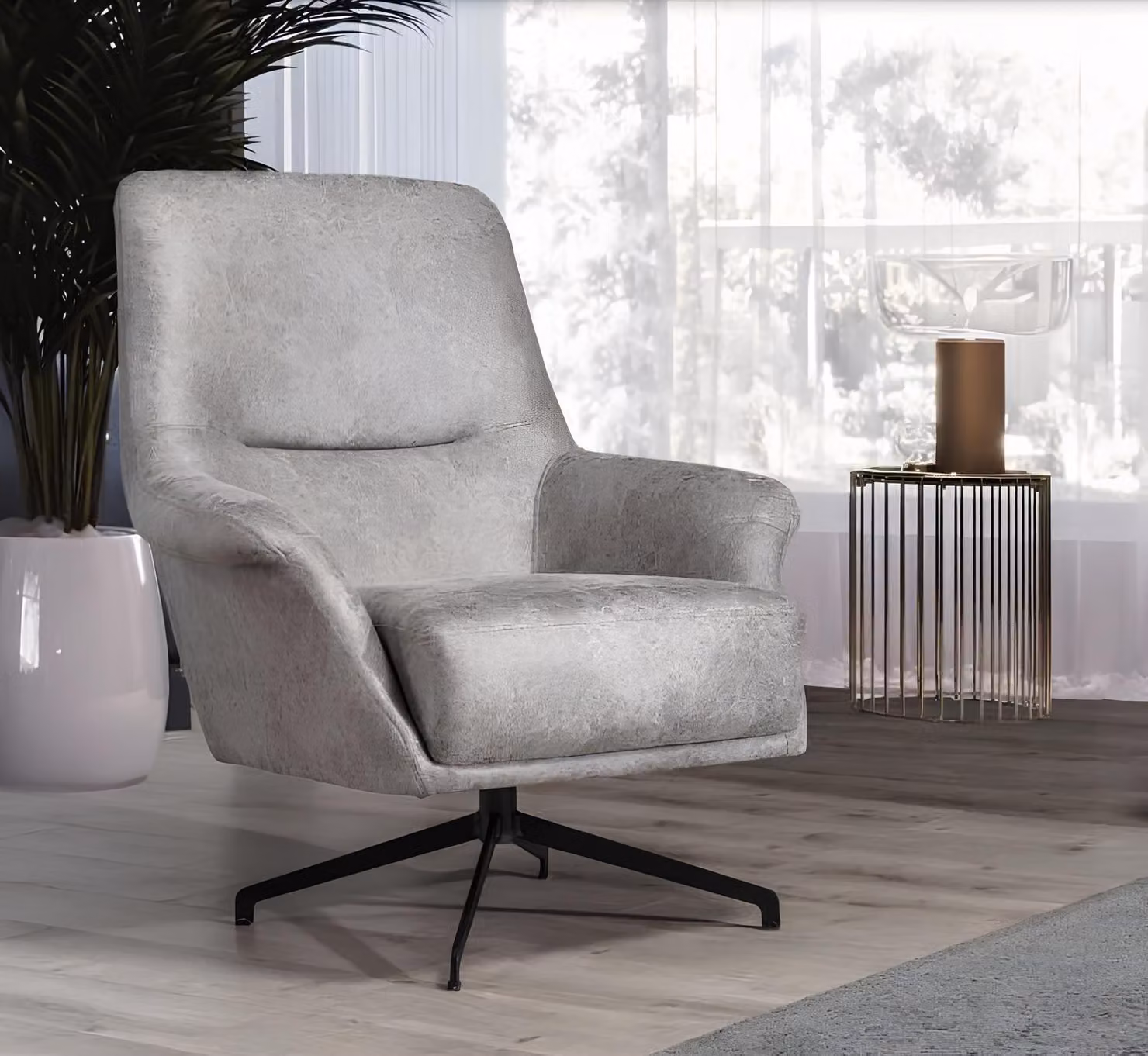 Sessel Design Couch Sofa Relax Leder Lounge Club Sitzer Luxus Sitz Grau Modern