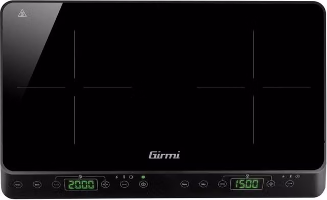 Fornello a induzione doppio Girmi PI51 nero con superficie in vetro e potenza totale 3500 W (2000W+1500W) – 1