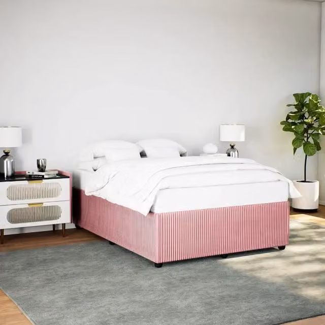 Giroletto vidaXL in Velluto Rosa con Struttura in Legno di Pino L: 160 cm, P: 200 cm – 1