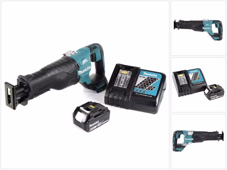 Makita DJR 187 RT1 18 V Seghetto diritto a batteria + 1x Batteria 5,0 Ah + Caricatore rapido DC 18 RC - senza valigetta
