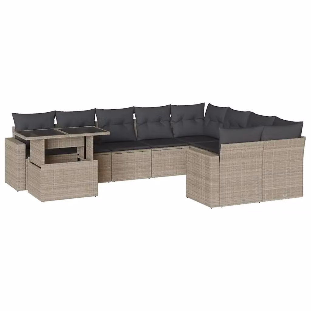 Set Divano da Giardino a L vidaXL con 10 Pezzi, Polyrattan Grigio Antracite e Cuscini Rimovibili – 2