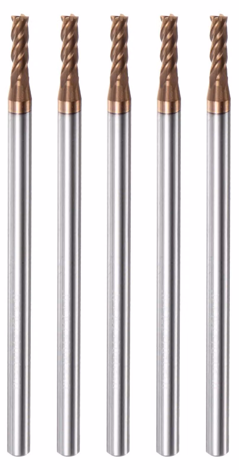 5 frese quadrate in metallo duro, diametro 3 mm, gambo da 4 mm, lunghezza extra di 75 mm