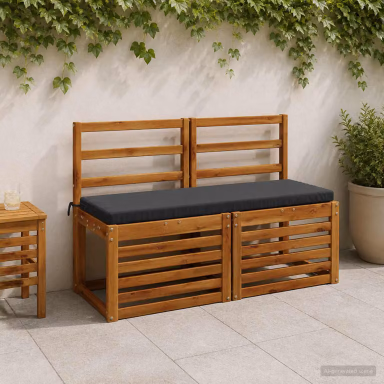 Set di 2 cuscini per panchina vidaXL SOEST in poliestere, colore antracite, forma rettangolare, L: 110 cm, P: 40 cm, H: 40 cm