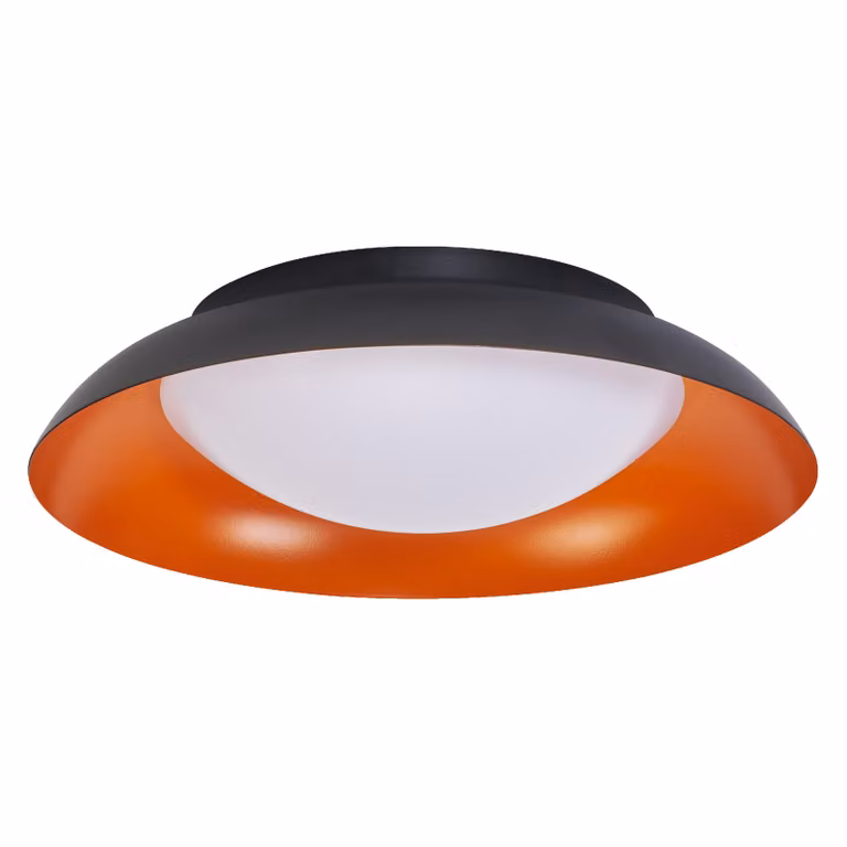 LEDVANCE Orbis Plate Plafoniera a LED, nero-arancio, 19W, 1000lm, 3000K, 310mm, 830 friendly warm white, dimmerabile in 3 fasi tramite kicking, protezione IP20, viti e tasselli di montaggio inclusi