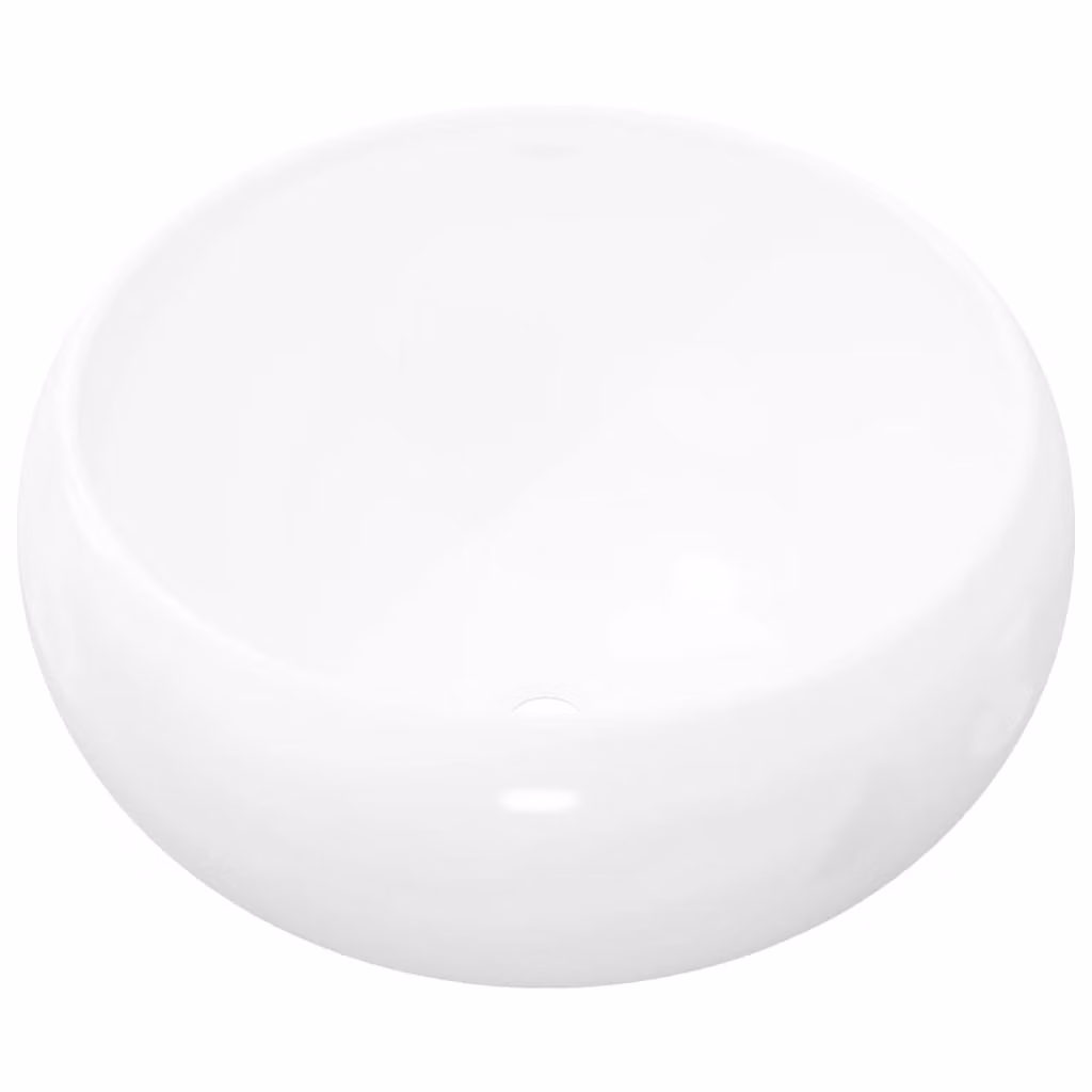 Lavandino Rotondo in Vetroceramica Bianca 40 x 15 cm