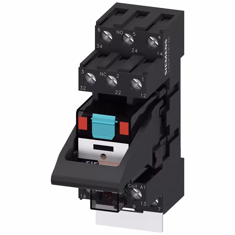 Relè a innesto SIEMENS LZS:PT3A5T30 Apparecchio completo AC230V, 3 contatti in scambio LED-