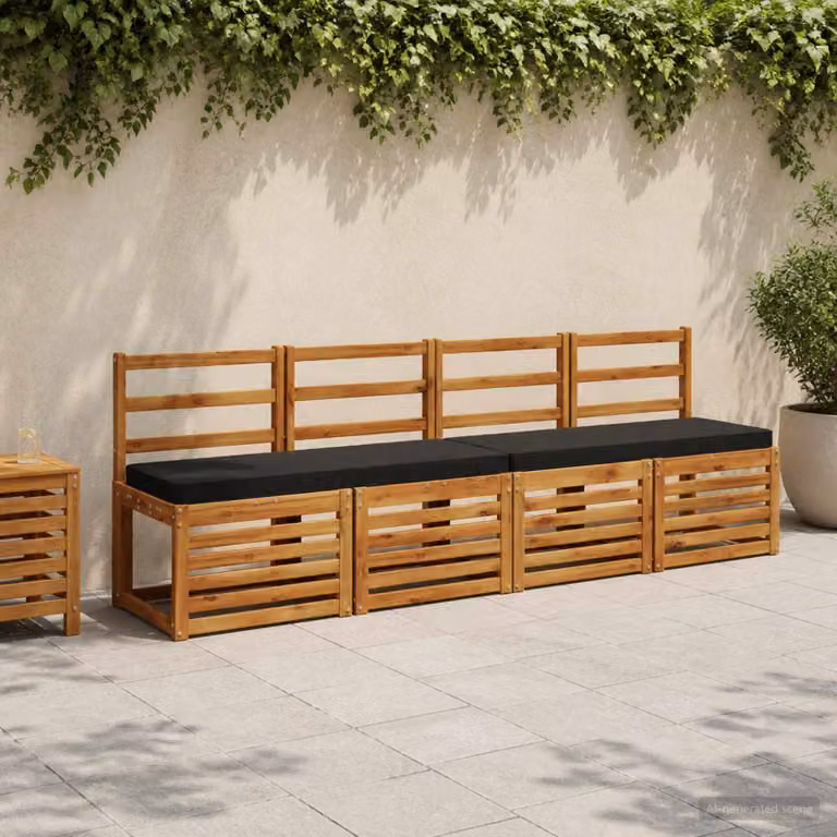 Cuscino per Panchina vidaXL VUGHT Nero in Poliestere con Rivestimento Lavabile e Resistente ai Raggi UV