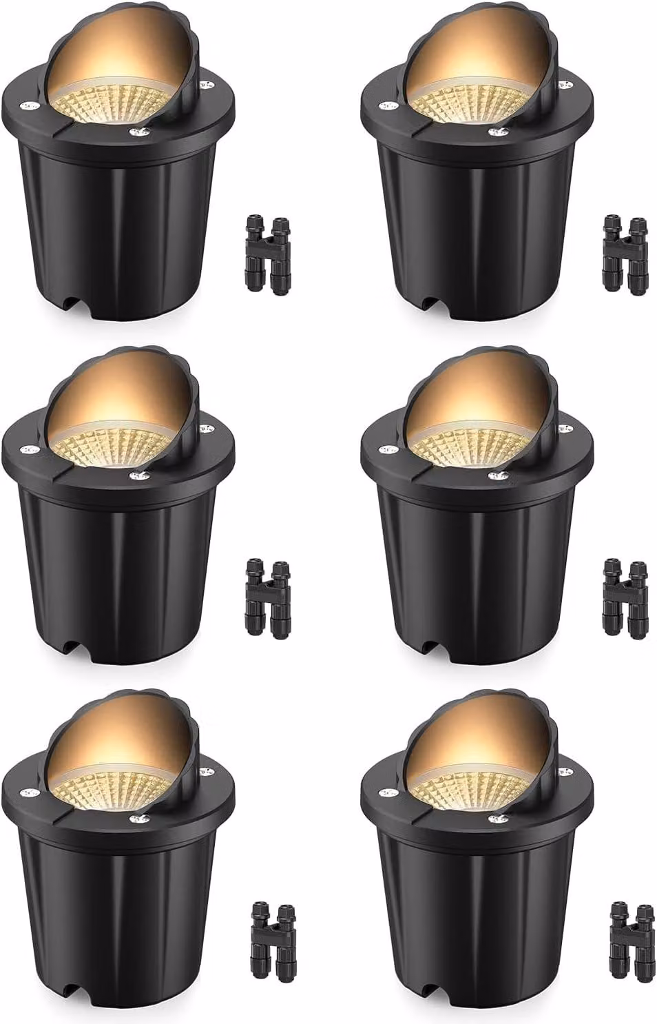 Set di 6 faretti da incasso, 12W, grado di protezione IP67, luce bianca calda (3000K), 720 lumen