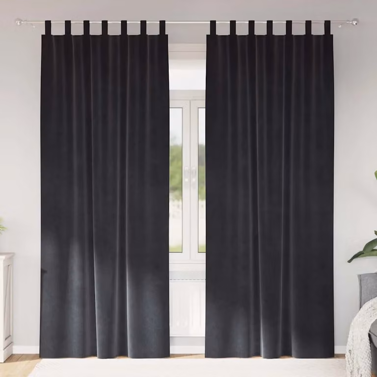 Set di 2 tende oscuranti vidaXL in velluto antracite, L: 140 cm, H: 260 cm