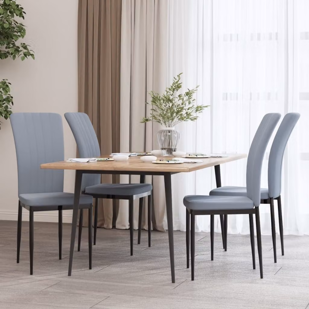 The Living Store sedie da pranzo 4 pz. Velluto grigio chiaro