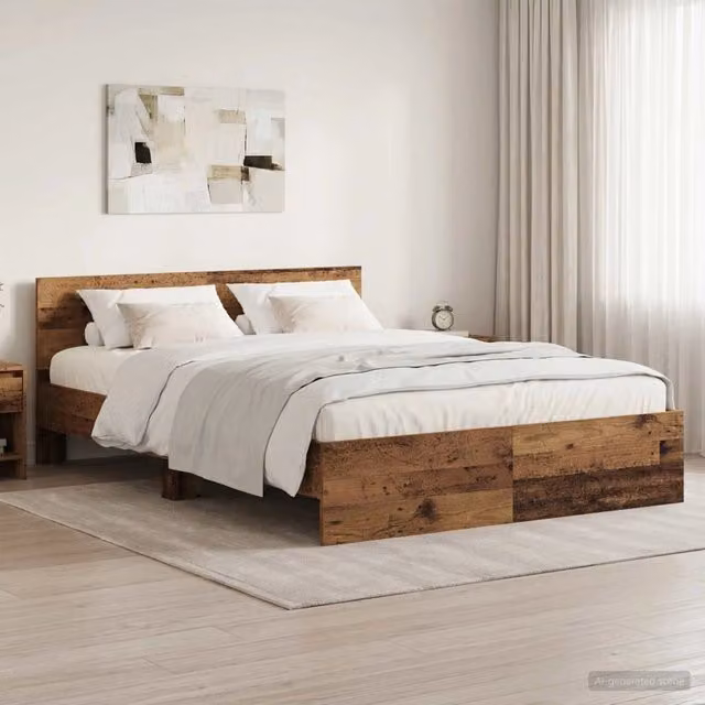 Struttura letto con testata in legno color marrone vidaXL L/P/H: 140 x 190 x 145 cm