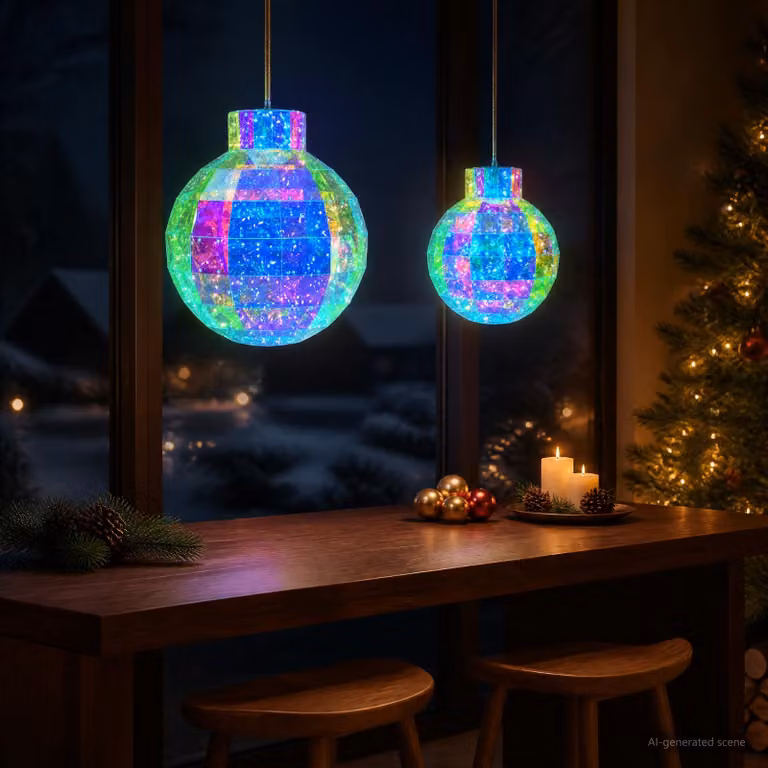 vidaXL Prismatic Iridescent LED Christmas Ball 2 pz Multicolore