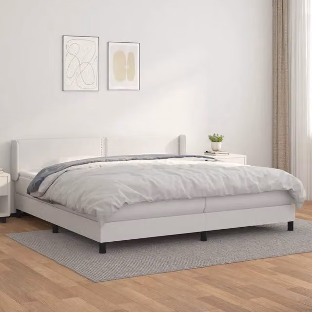 Letto a molle con materasso bianco in similpelle vidaXL L/P/H: 203 x 203 x 88 cm – 1