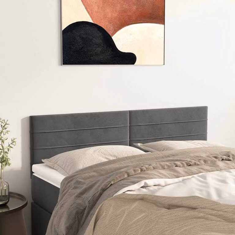 Testiera per letto vidaXL in velluto grigio con pannello imbottito L: 144 cm, P: 5 cm, H: 78-88 cm