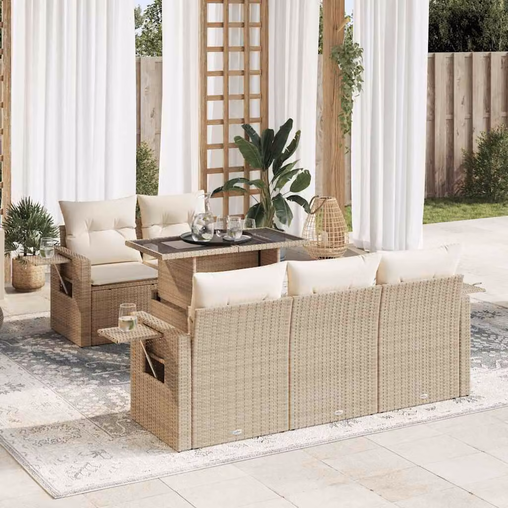 Maison Exclusive - Set Divano da Giardino 6 pz con Cuscini Beige in Polyrattan