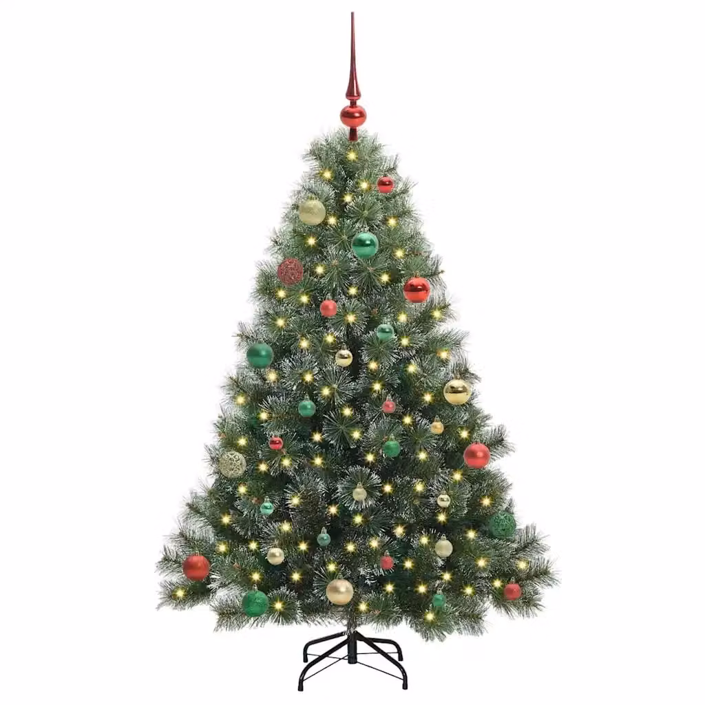 Albero di Natale artificiale moderno vidaXL verde con 150 LED luce bianca calda, Altezza: 150 cm – 2