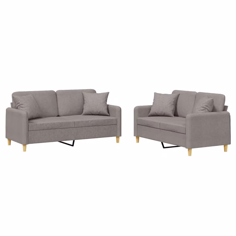 Set Divani 2 pz con Cuscini Tortora in Tessuto