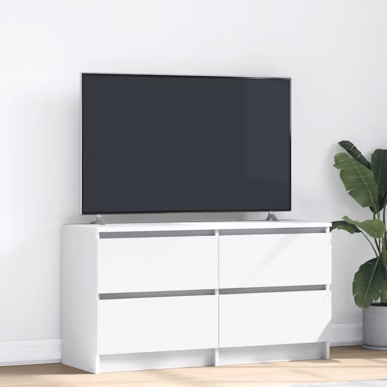 vidaXL Mobile Porta TV Bianco in Legno Multistrato con Ruote L/P/H: 100 x 35 x 54 cm