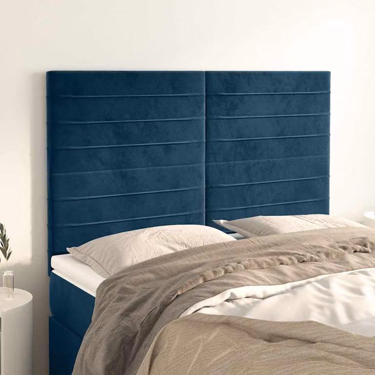 Testiera per letto vidaXL in velluto blu scuro con struttura imbottita L: 144 cm, P: 5 cm, H: 118/128 cm