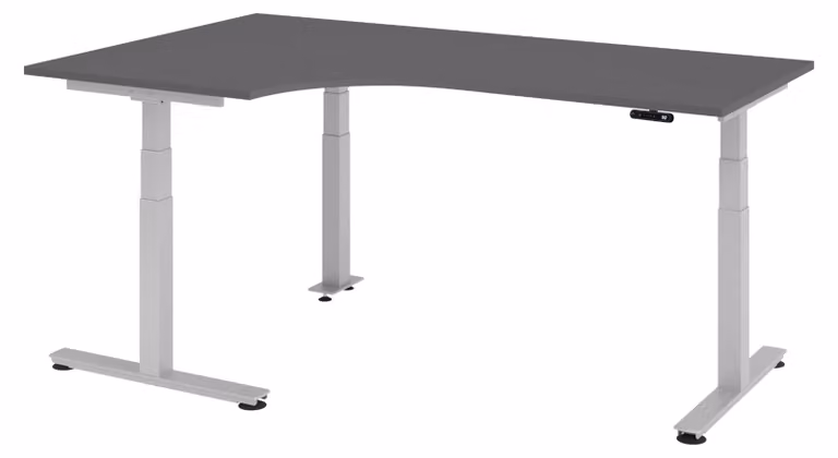 Scrivania elettrica bümö XDSM - Struttura: argento, decorazione: grafite, dimensioni: scrivania angolare 200 x 120 cm