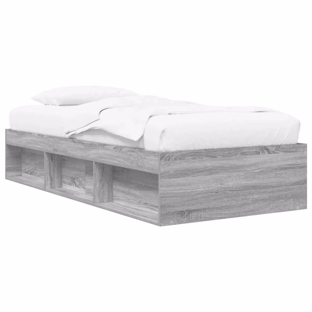 Letto con contenitore moderno vidaXL in legno ingegnerizzato grigio L 200 x P 80 x H 83 cm – 2
