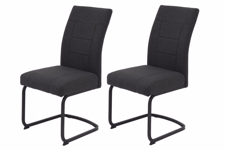 Hela Tische, set di 2 sedie per sala da pranzo, cantilever Brindisi, rivestimento in tessuto antracite, piedini quadrati in metallo nero, larghezza seduta XL, seduta comfort con cestello a molla, portata 140kg