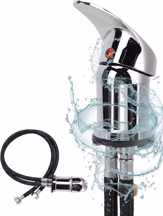 Miscelatore professionale per lavabo - tubo flessibile, accessori per parrucchieri - lettino per shampoo.