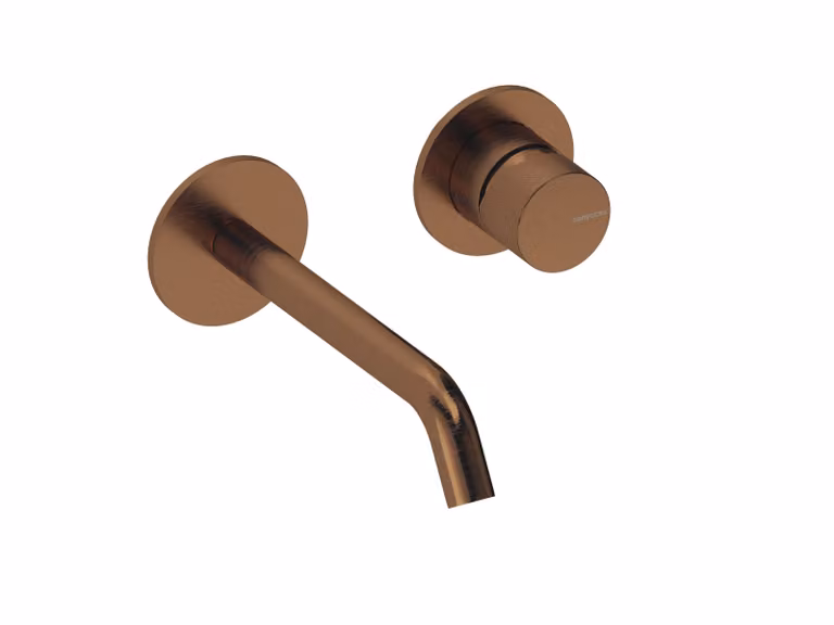 SANYCCES LOOP K ColdOpen Rubinetto lavabo da incasso a parete con sporgenza di 18 cm, corpo da incasso incluso, oro rosa spazzolato