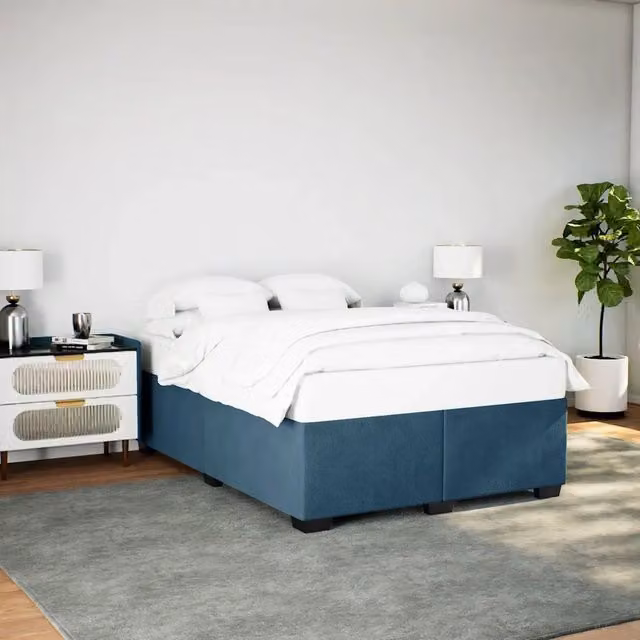 Giroletto-Struttura Letto Blu 140x190 cm in Velluto 981413