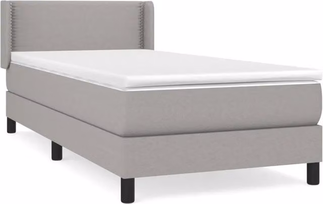 Letto singolo | Letto per adulti | Giroletto a Molle con Materasso Grigio Chiaro 90x200 cm Tessuto