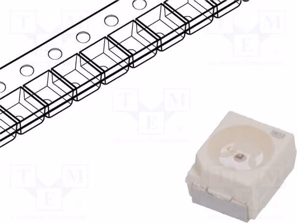 5 LED SMD, lunghezza d'onda 380÷755 nm, intensità luminosa 112÷280 mcd, colore arancione, dimensioni 3,4x3x2,1 mm, tipo PLCC2, modello LO T676-R1S2-24 LE