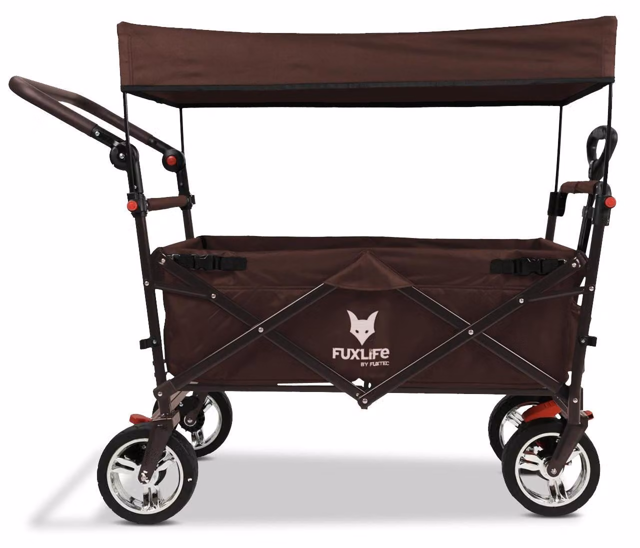 FUXLIFE by FUXTEC Carretto pieghevole FX-CT700 Marrone Carretto pieghevole per gite e uso quotidiano Seduta imbottita Con freni di stazionamento Marrone