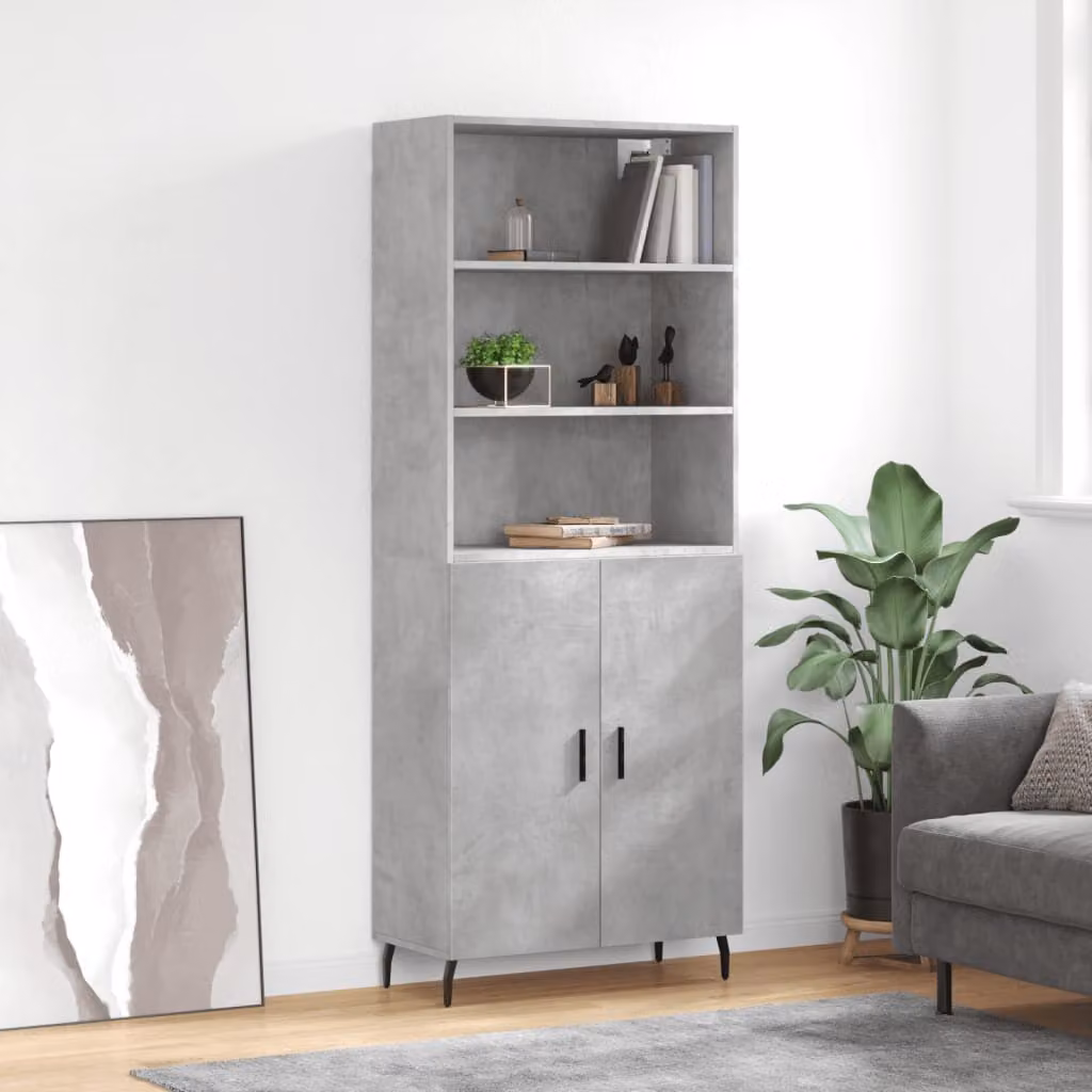 vidaXL Credenza Moderna Grigia con Ante a Battente e Ripiani Interni in Legno e Metallo L: 69,5 cm, P: 34 cm, H: 180 cm