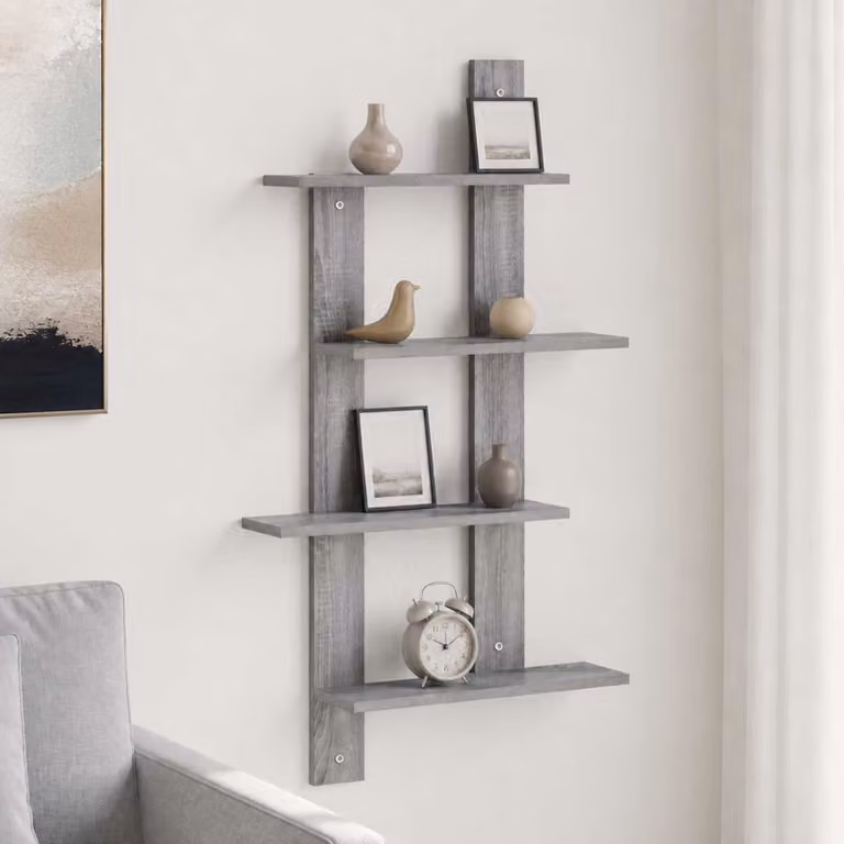 Scaffale da parete moderno vidaXL in stile Sonoma grigio L: 61 cm, P: 13,5 cm, H: 105 cm