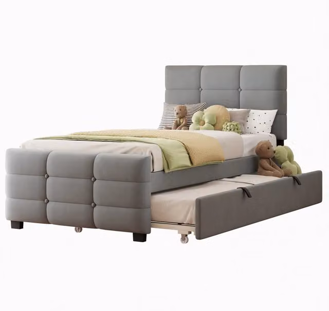 Letto Estraibile 90 x 190 cm; con Rete Estraibile e Struttura a Doghe; Grigio