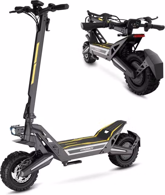 Freeboy J2MAX Monopattino elettrico batteria 48V 18.2Ah autonomia 50 km pneumatici 11 pollici fuoristrada freni a disco pieghevole