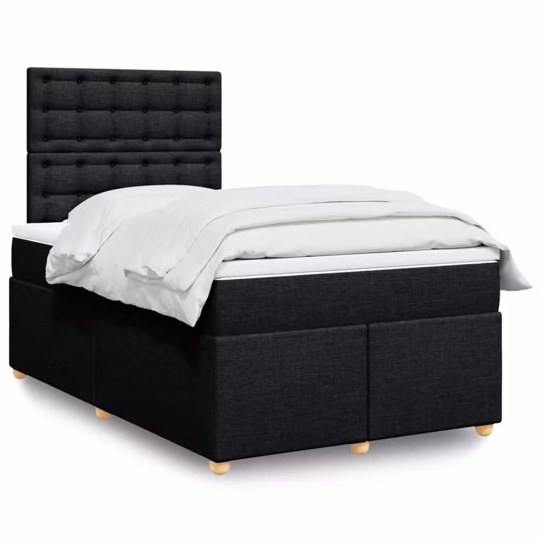 vidaXL Giroletto a Molle con Materasso Nero in Tessuto L/P/H: 120 x 200 cm