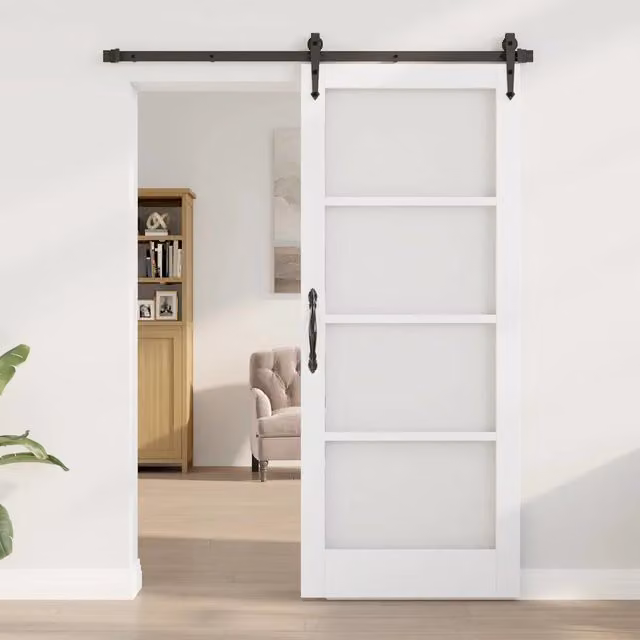 Porta Interna Moderna vidaXL in Legno e Vetro Bianco e Trasparente L: 83 cm, H: 202 cm