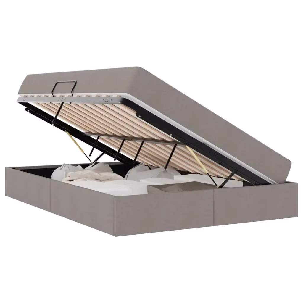 vidaXL Letto con contenitore e materasso Talpa in tessuto, L/P/H: 140 x 200 x 43.5 cm, Grigio e Nero – 2