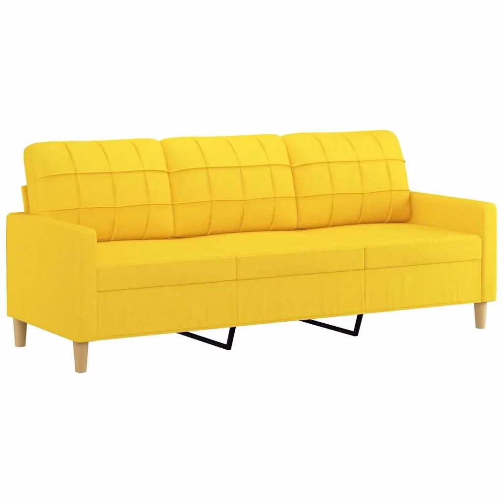 Divano letto moderno vidaXL in tessuto giallo con struttura in metallo per soggiorno L: 198 cm, P: 80 cm, H: 77 cm – 2